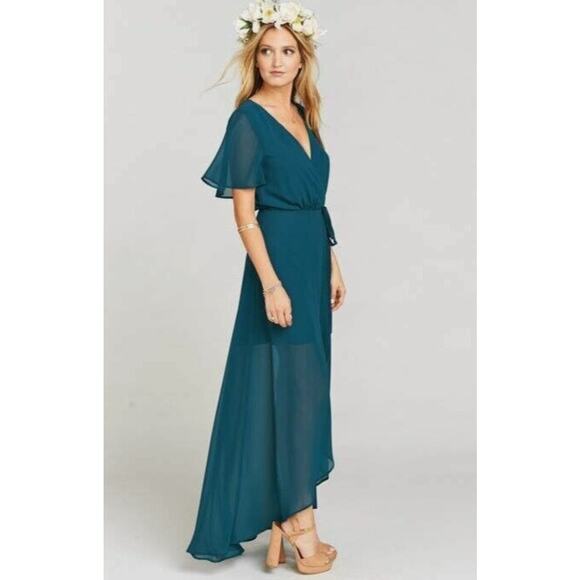 Show Me Your Mumu Sophia Wrap Dress Womens Deep Jade Chiffon XXS - Picture 4 of 12